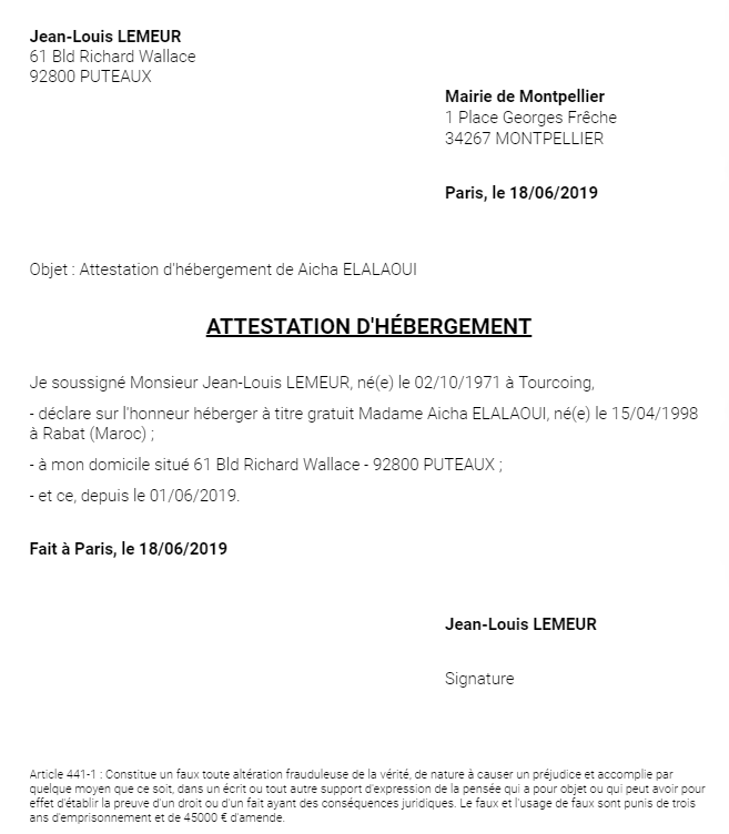 Attestation dgratuit