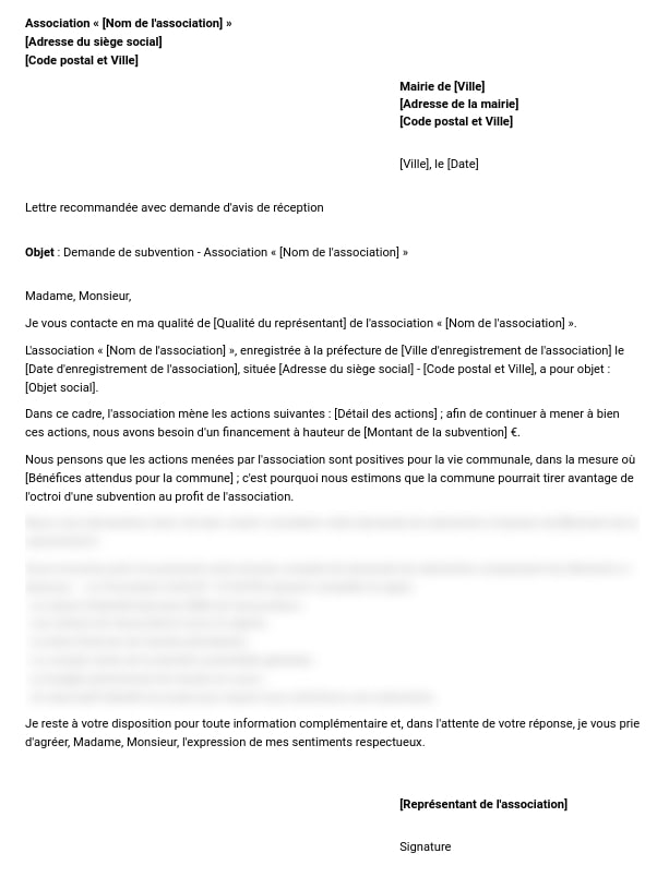 demande subvention pour une association