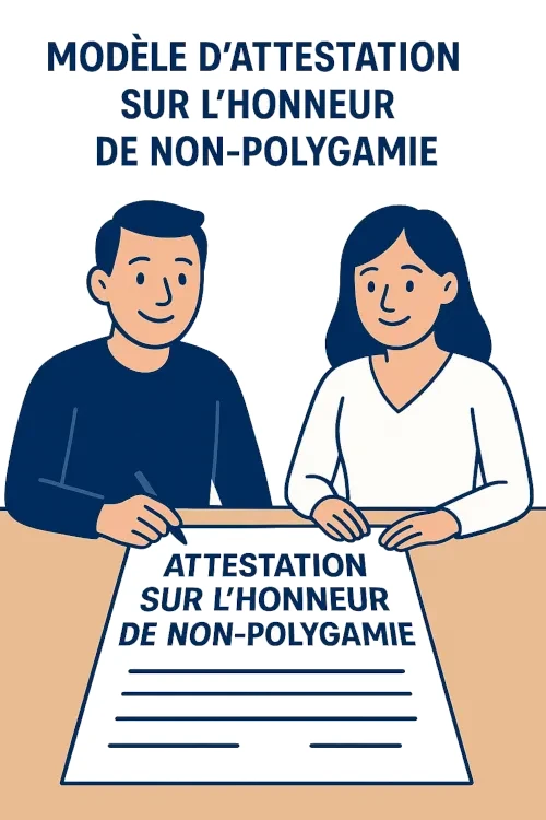 Attestation sur l'honneur de non-polygamie
