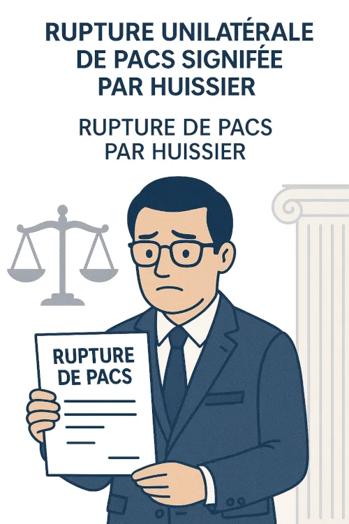 Rupture unilatérale de pacs signifiée par huissier - PDF et Word