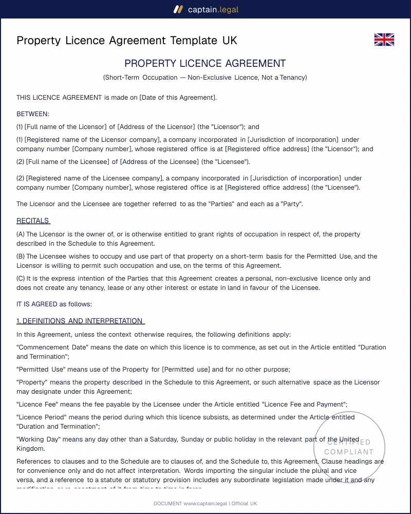 Property Licence Agreement UK | Street v Mountford Ready