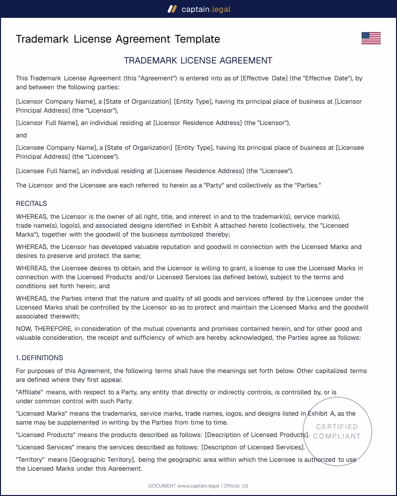 Trademark License Agreement | Lanham Act 15 U.S.C. 1127