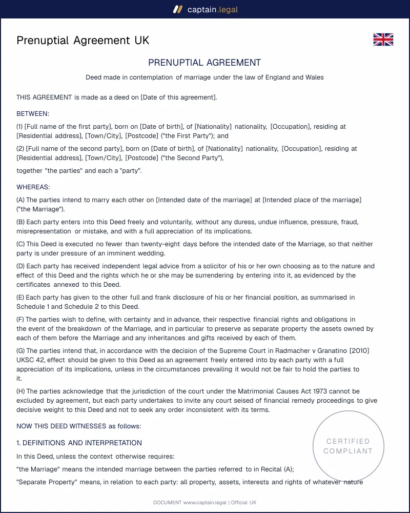 Prenuptial Agreement UK | Radmacher Standard