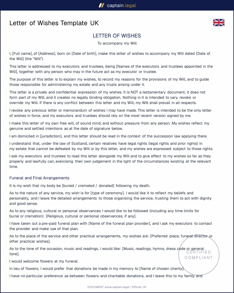 UK Letter of Wishes | Guide Your Executors