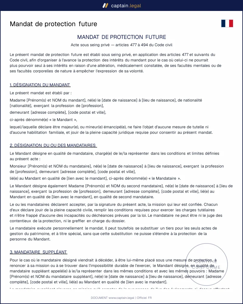 Mandat de protection future (art. 477 à 494)