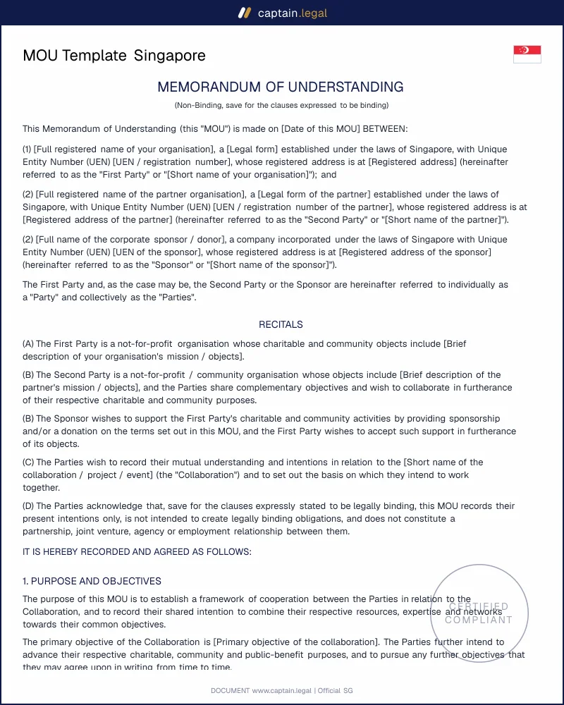 Memorandum of Understanding | Singapore Non-Profit Law