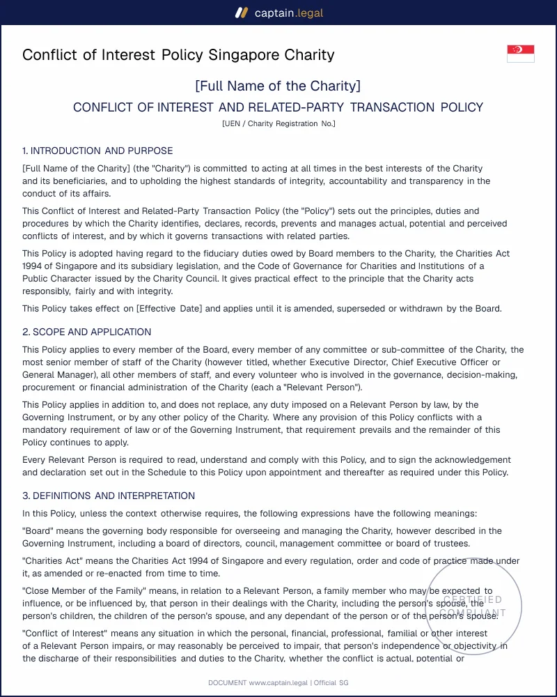Conflict of Interest Policy Singapore | Code of Governance