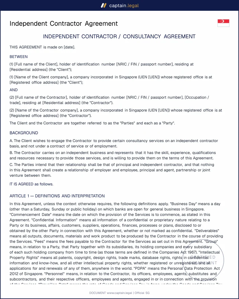 Independent Contractor Agreement: Avoid CPF Reclassification