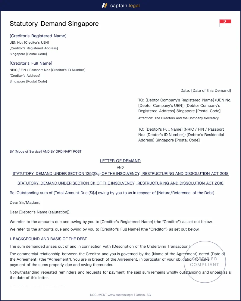 Recover Unpaid Debts With a Statutory Demand SG