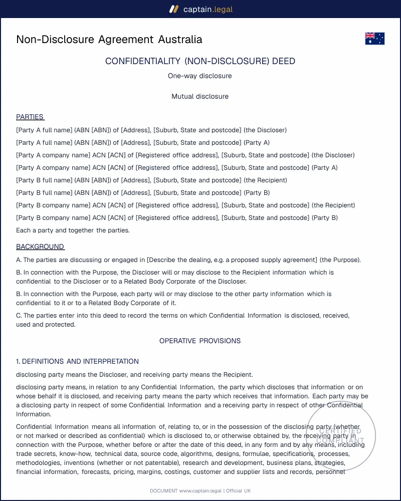 NDA Australia: Protect Your Confidential Information Fast
