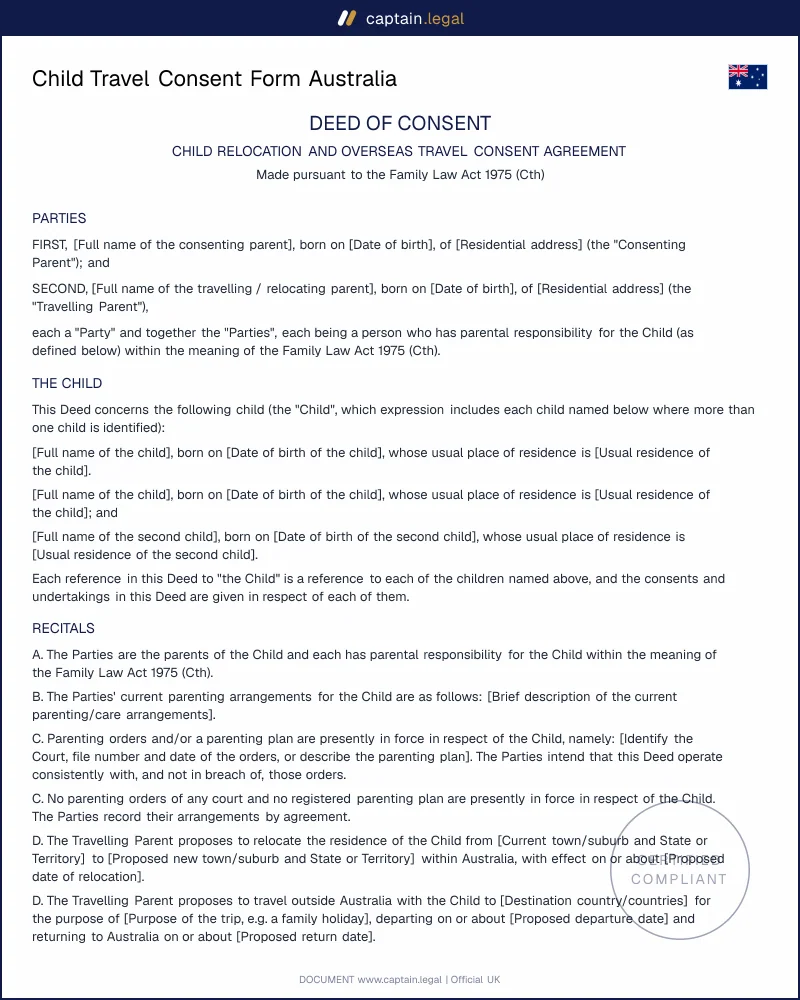 Child Relocation & Travel Consent | Family Law Act 1975