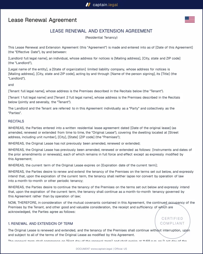 Lease Renewal Agreement | State Notice & Holdover Rules