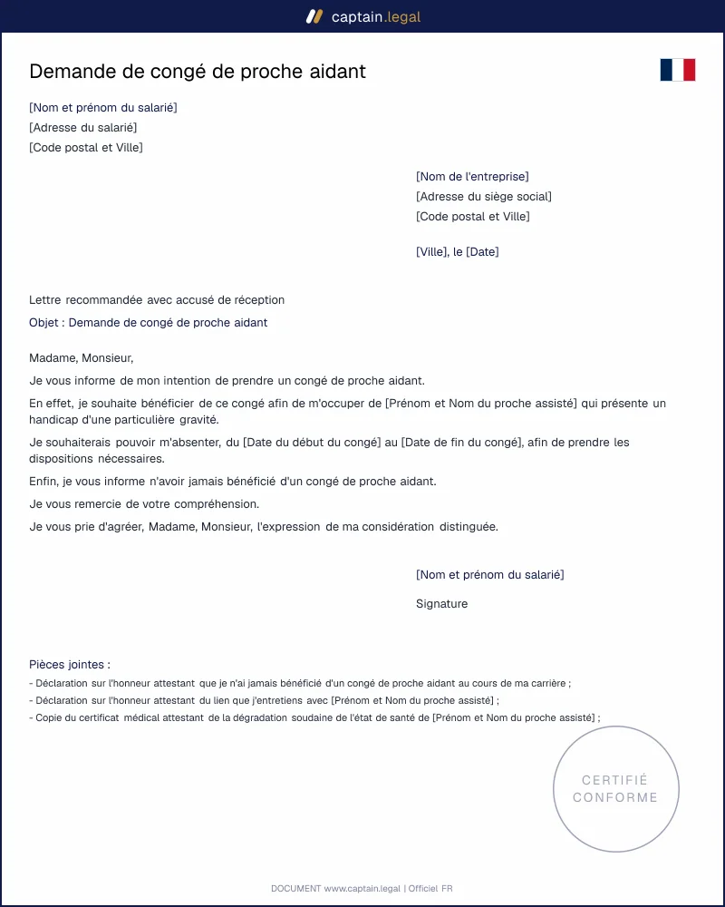 Demande de congé de proche aidant