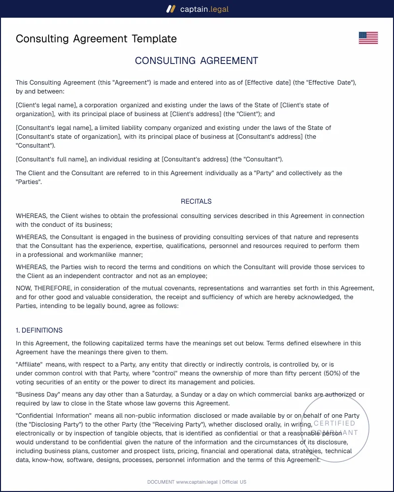 Consulting Agreement Template | IRS & 17 U.S.C. 101 Ready