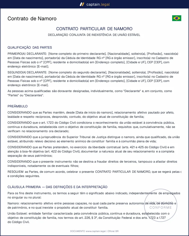 Contrato de Namoro | Art. 1.723 do Código Civil