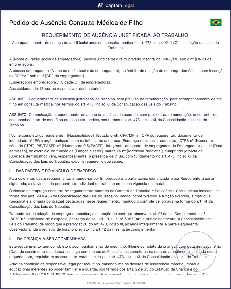 Ausência para Consulta de Filho: Art. 473, XI da CLT