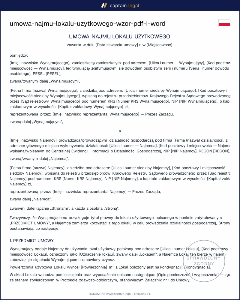 Umowa najmu lokalu użytkowego