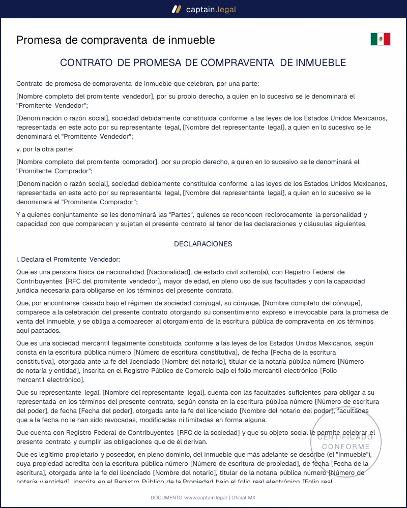 Promesa de compraventa de inmueble | Art. 2243 CCF