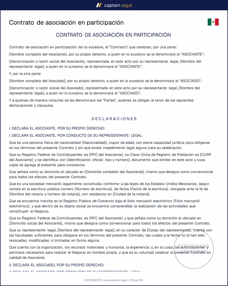 Asociación en participación: arts. 252 a 259 de la LGSM