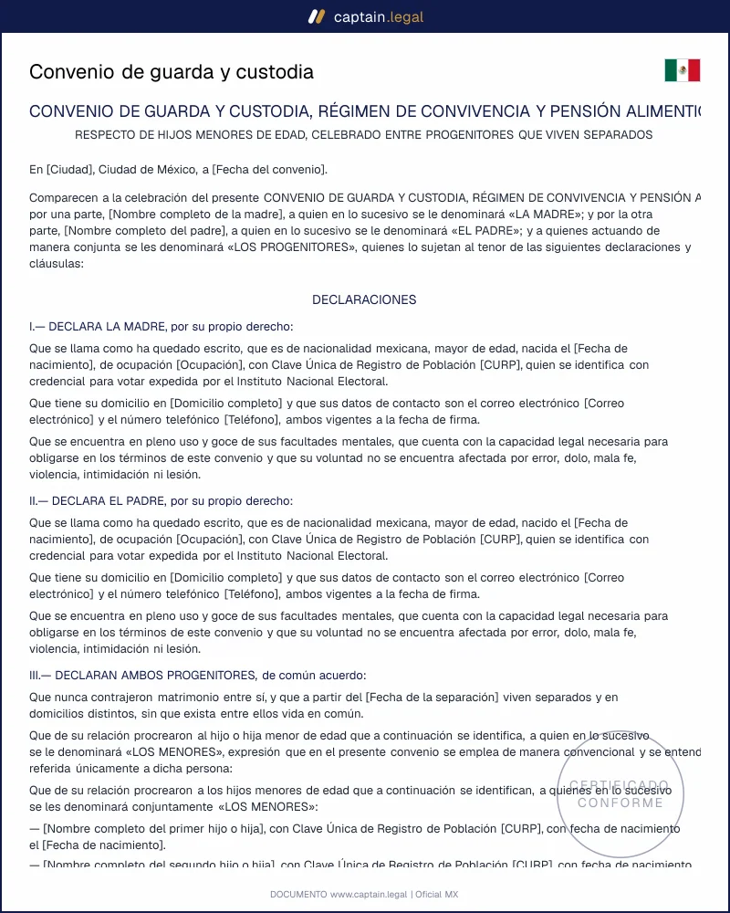 Convenio de guarda y custodia | Art. 416 CCF | México