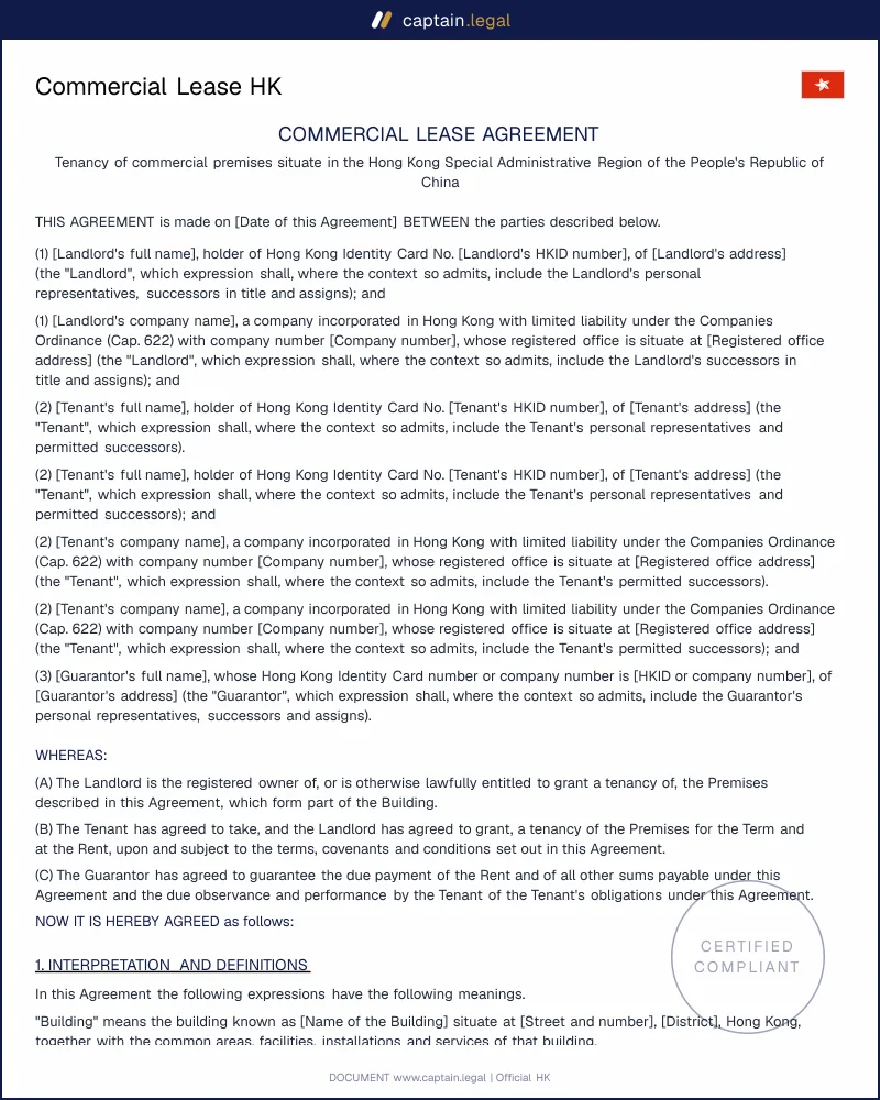 Commercial Lease HK: Cap. 7 and Stamp Duty Cap. 117