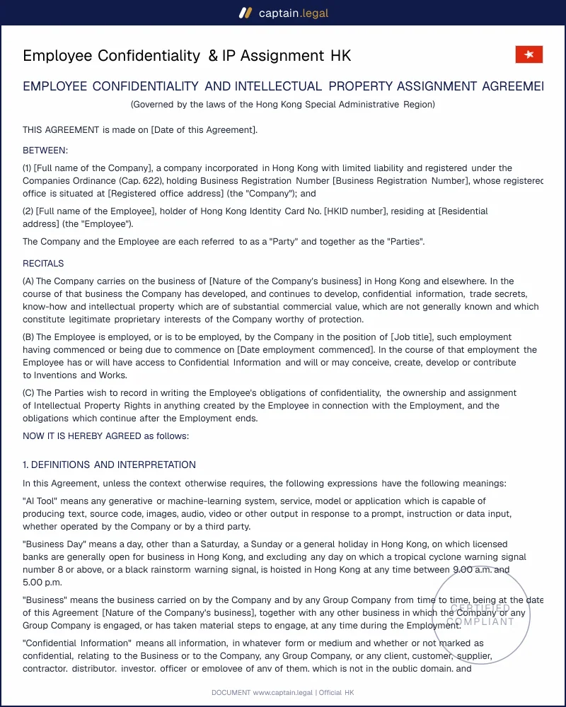 IP Assignment HK: Cap. 528 s.14 and Cap. 514 s.57 Deed