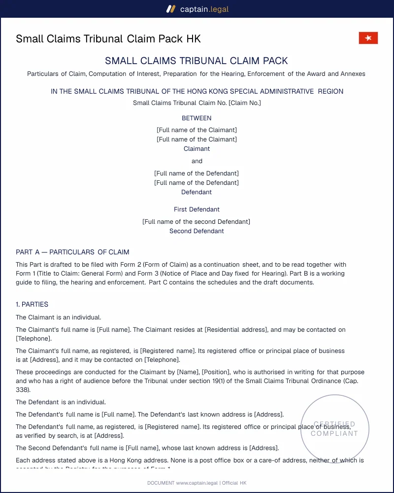 Small Claims Tribunal HK: Cap. 338 Forms and Hearing