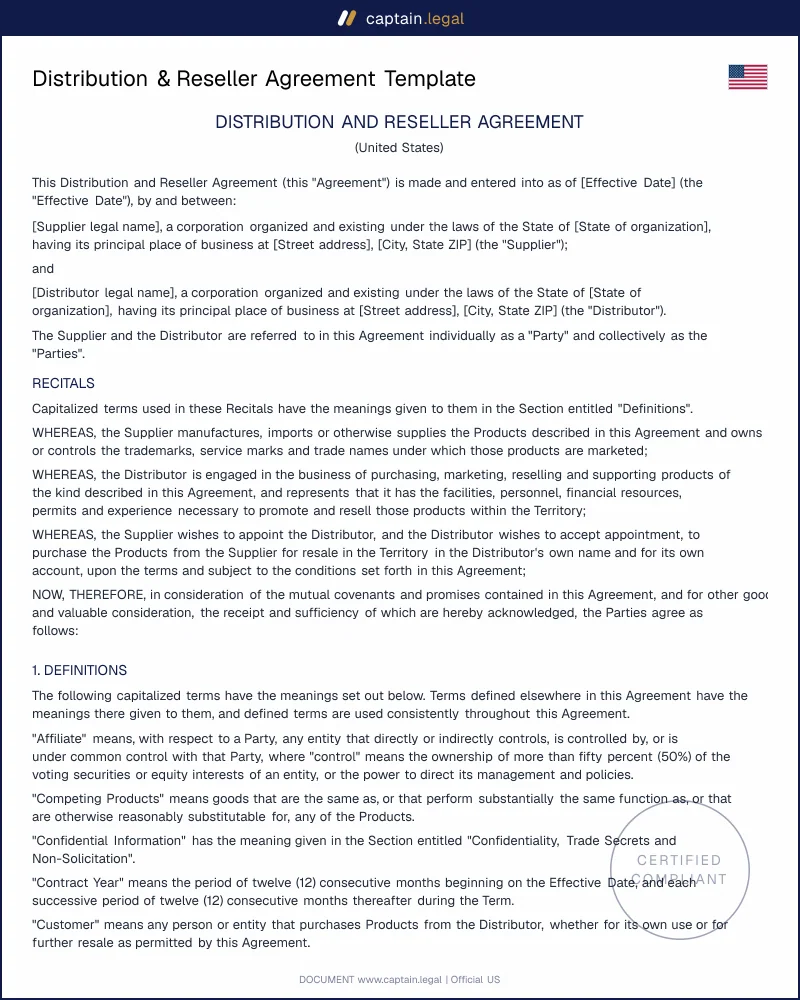 Distribution Agreement | UCC Art. 2, Robinson-Patman
