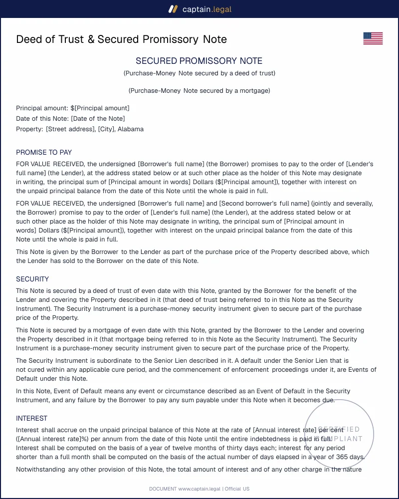 Deed of Trust & Note | 12 CFR 1026.36 Compliant