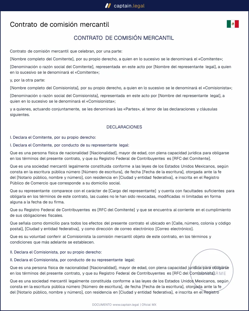 Contrato de comisión mercantil | Arts. 273 a 308 CCom