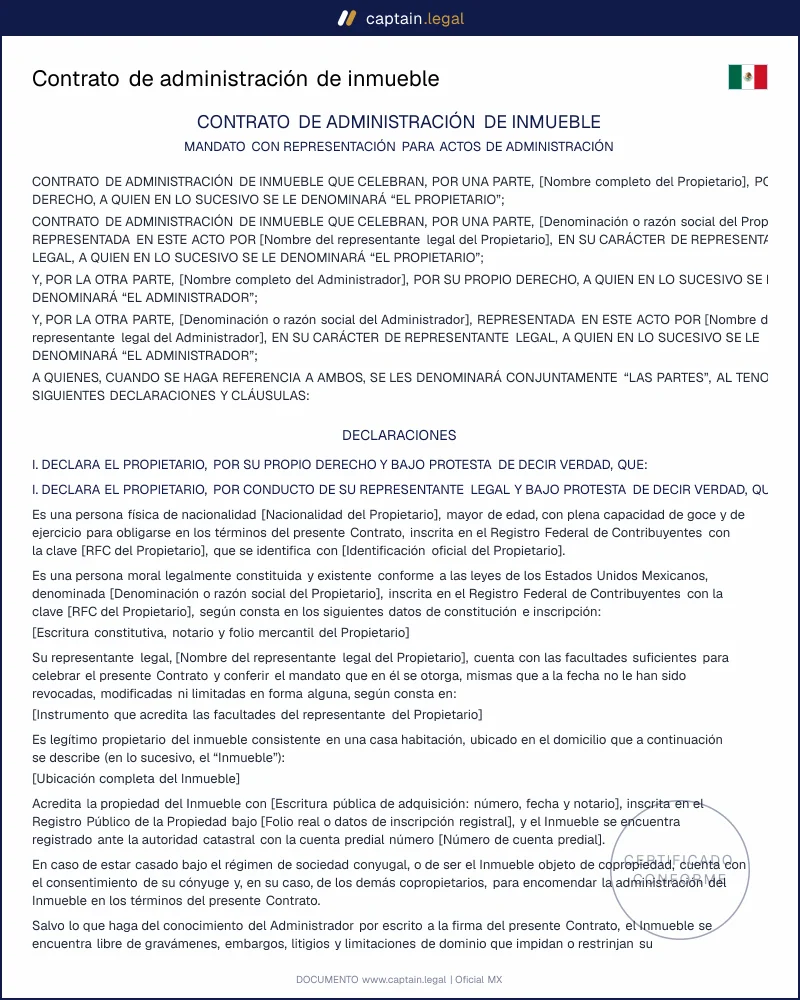 Contrato de administración de inmueble | Art. 2546 CCF