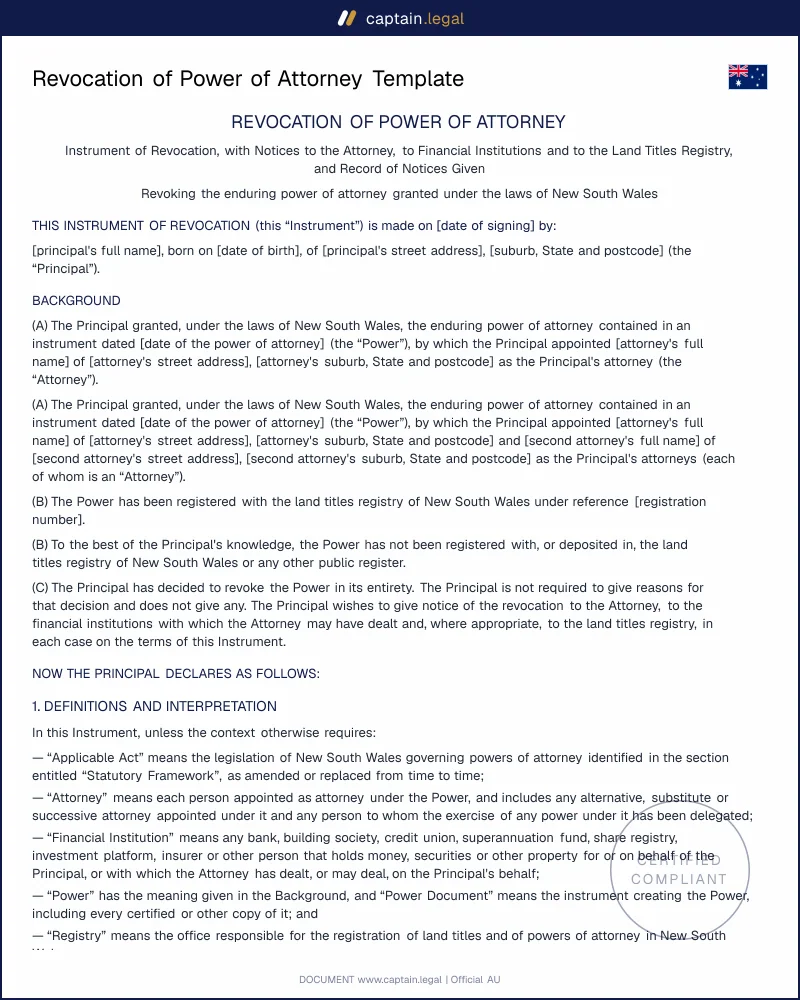 Revocation of Power of Attorney | State POA Act Compliant