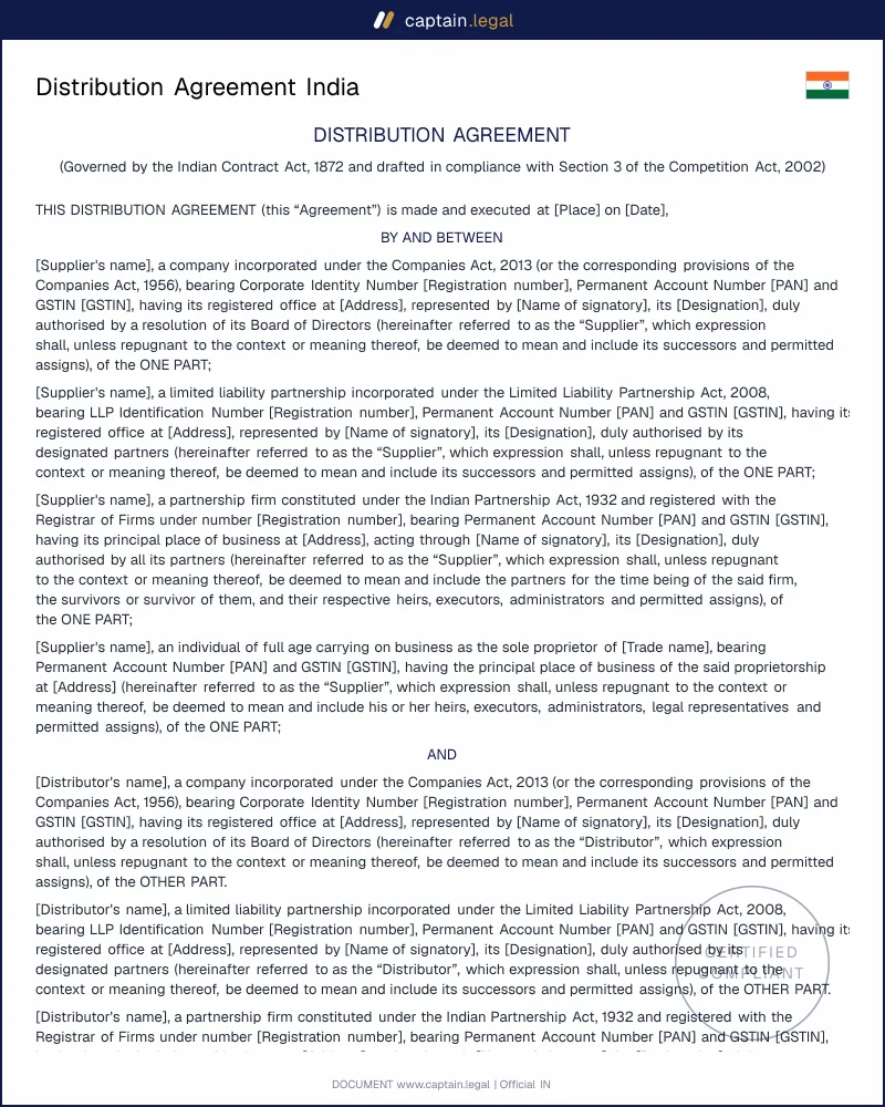 Distribution Agreement India | Section 3(4) Competition Act