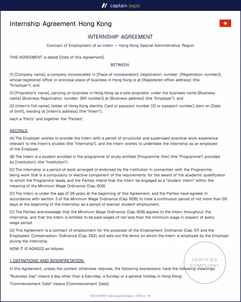 Internship Agreement HK: Cap. 608 s.7 and the 59-Day Rule