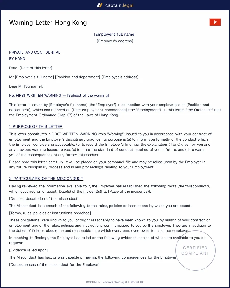 Warning Letter HK: Cap. 57 s.9, Qvist and Hu Yangyong