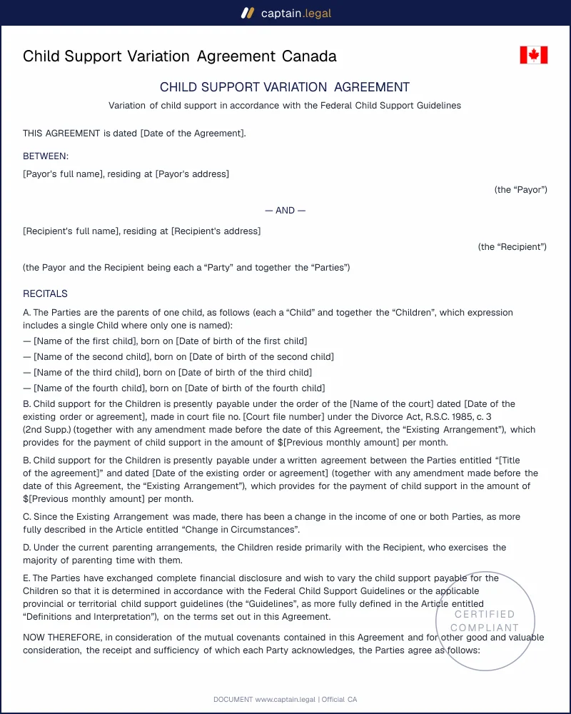 Child Support Variation | Guidelines s.14 & Divorce Act