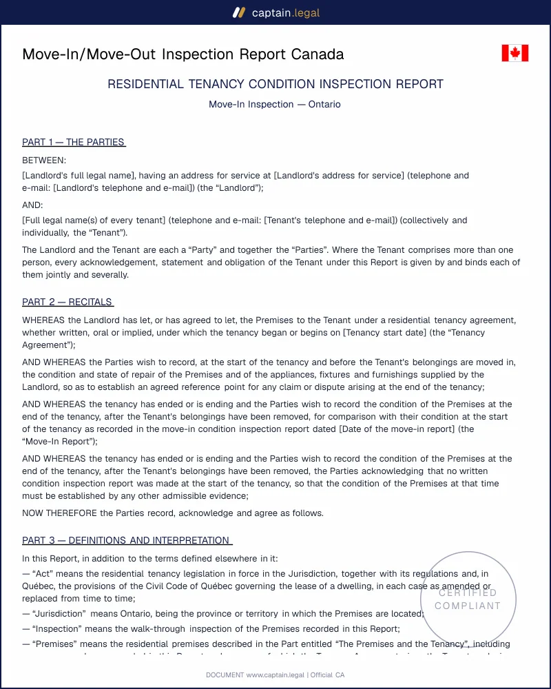 Move-In/Out Inspection Report | BC RTA s.23 & AB RTA s.19