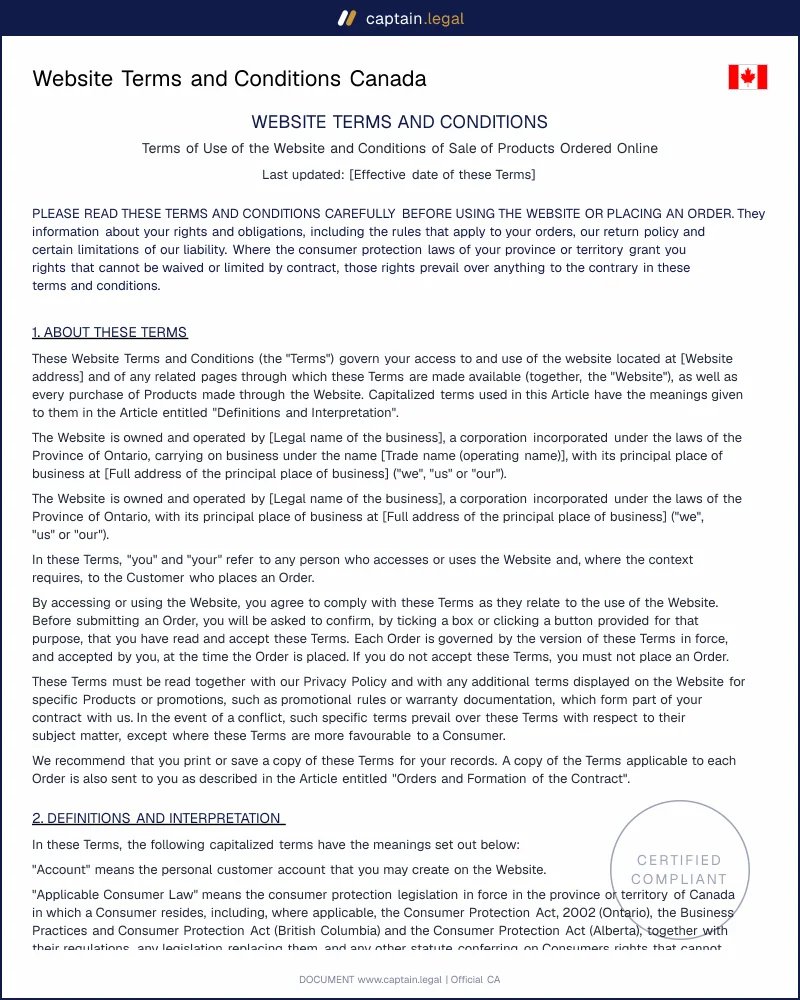 E-commerce Terms Canada: Returns, Refunds & Liability Rules