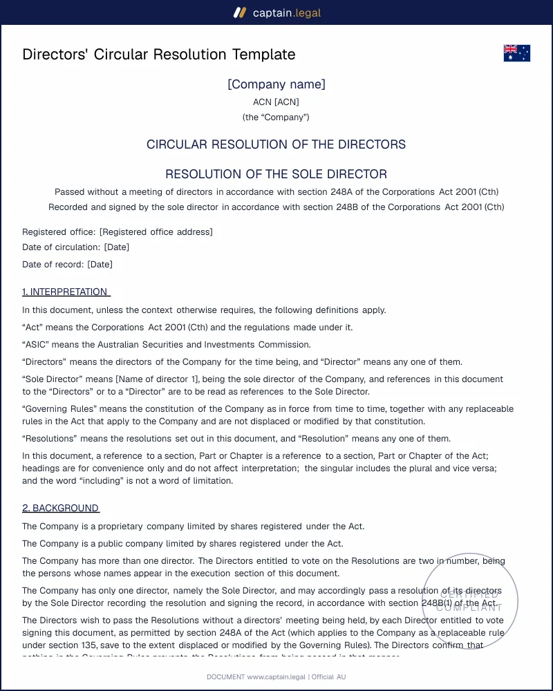 Board Decisions Without a Meeting | Circular Resolution AU