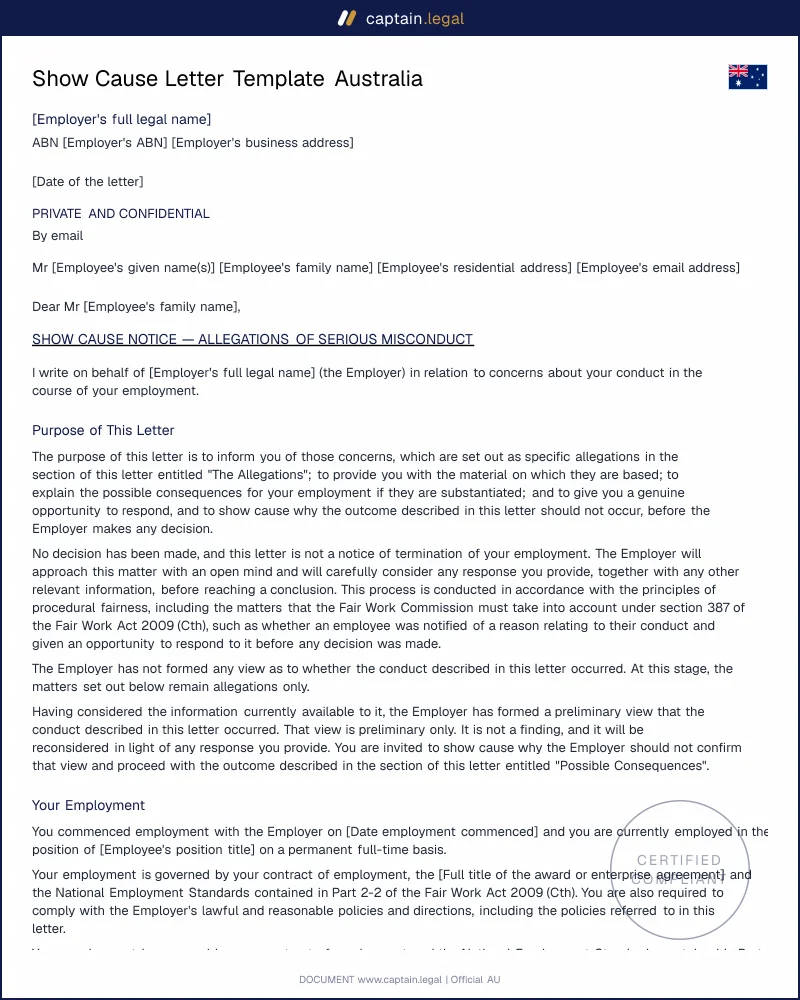 Show Cause Letter AU: A Fair Process Before Any Dismissal