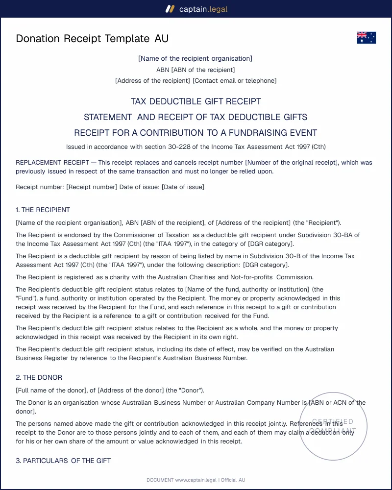 Donation Receipts Donors Can Claim | DGR Template AU
