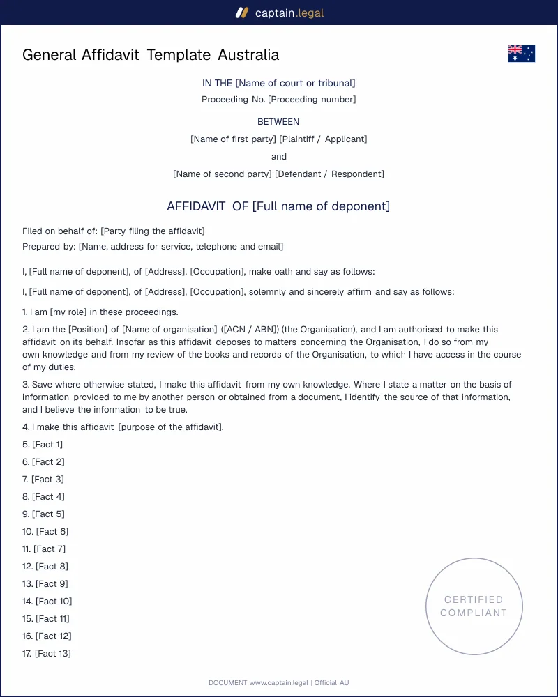 Need a Sworn Affidavit? Court-Ready Template for Australia