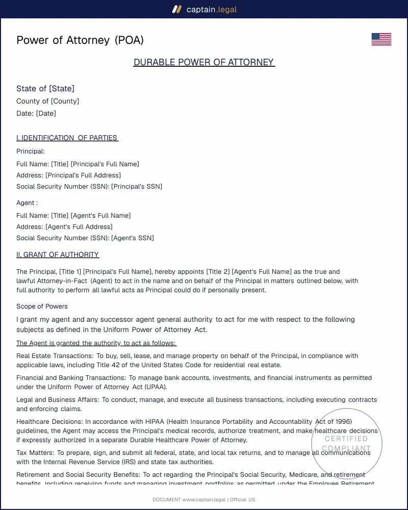 Power of Attorney Template - Download and Personalize Online