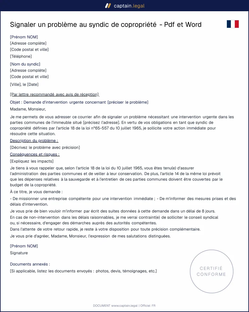 Demande d'intervention urgente au syndic : mode d'emploi