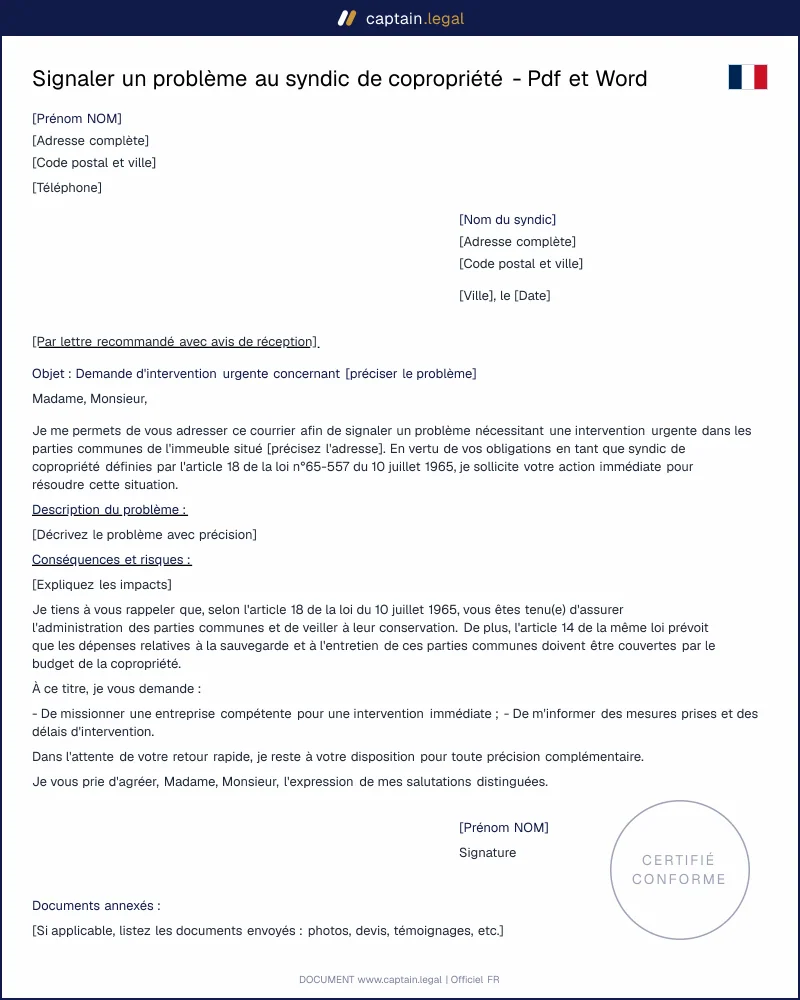 Demande d'intervention urgente au syndic : mode d'emploi