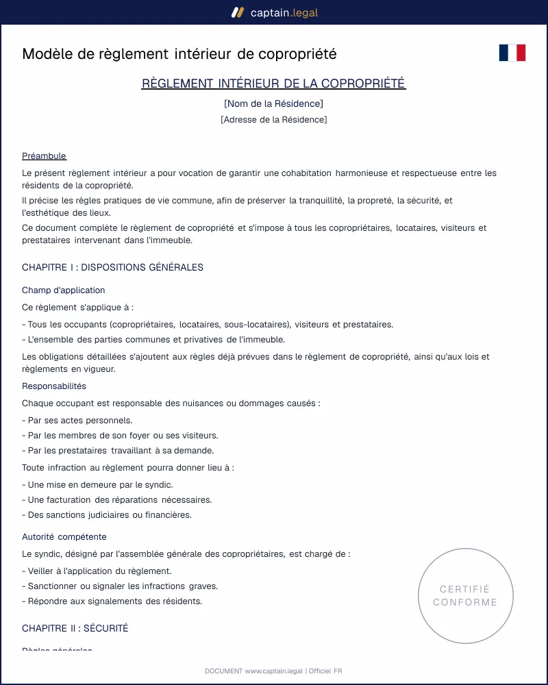 Modèle de règlement intérieur de copropriété – Guide et PDF