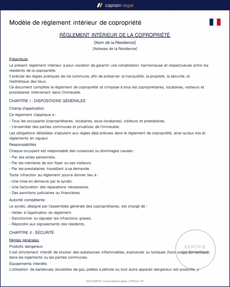 Modèle de règlement intérieur de copropriété – Guide et PDF