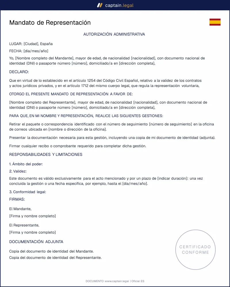 Autorización Administrativa - Mandato de Representación