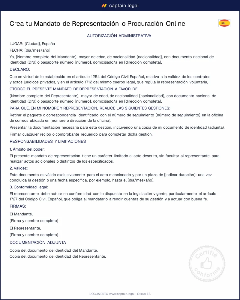 Autorización Administrativa - Mandato de Representación