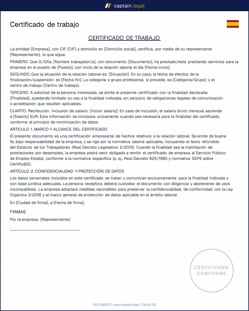 Certificado de trabajo en España: obligaciones legales